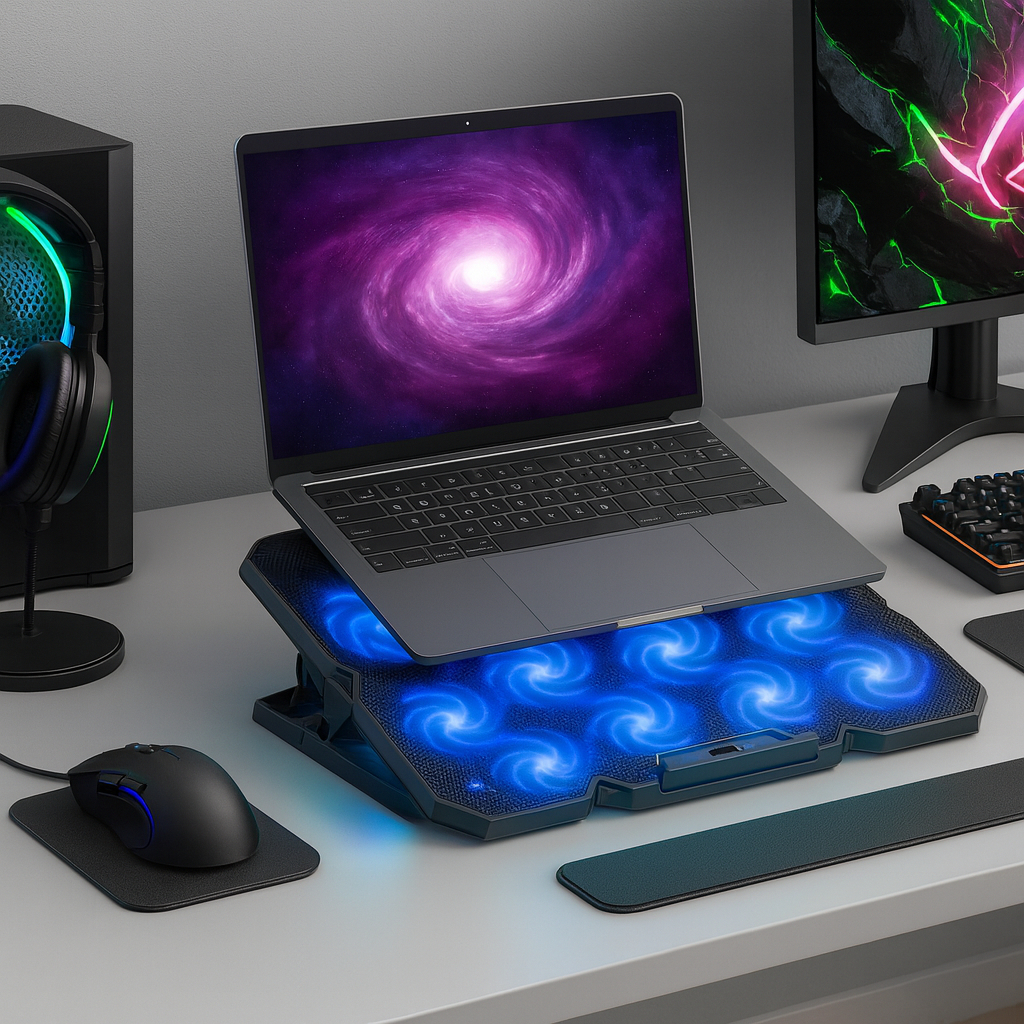 Suporte Notebook Cooler USB 12" a 19" 8 Ventoinhas Ângulo Ajustável Oberon OR-SP252