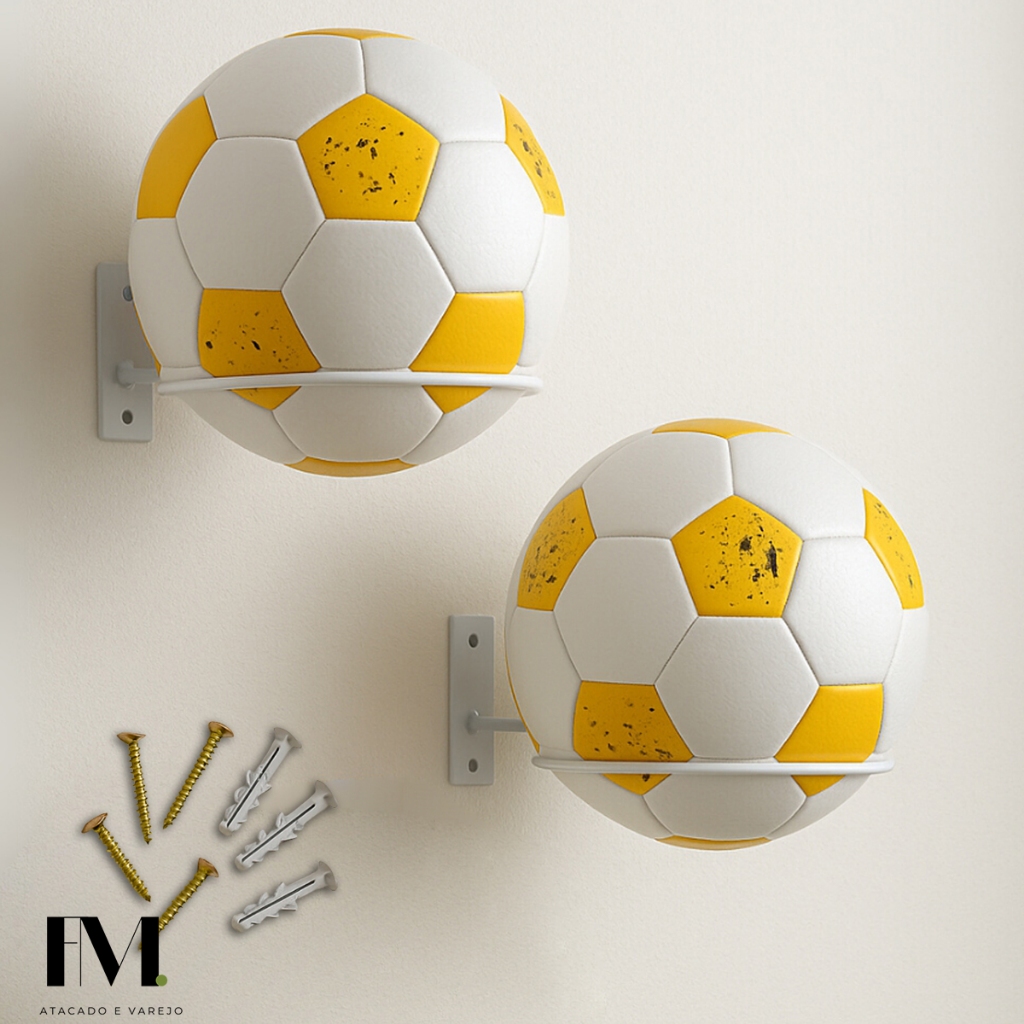 Kit 02 Suporte de Bola Aço Reforçado Futebol Basquete ou Vôlei com Parafusos e Buchas em Oferta na Shopee