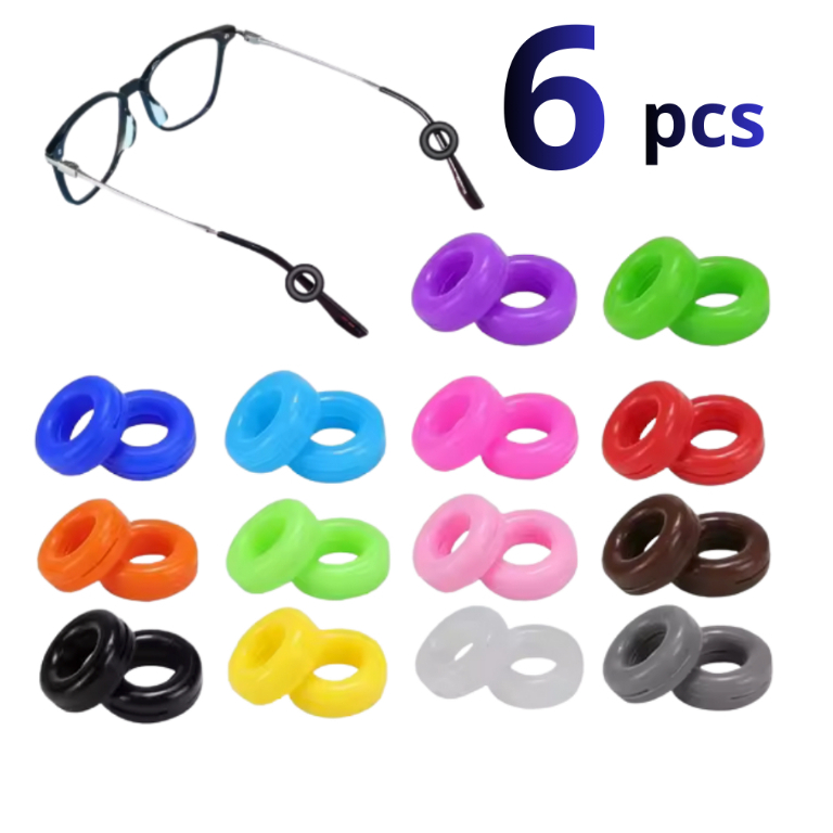 Kit 6 Suporte Para Armação de Óculos Antiderrapante Formato Redondo em Silicone Adulto e Infantil 3 Pares Várias Cores