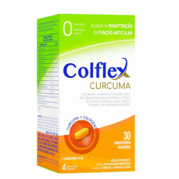 Colflex Curcuma Colageno tipo ll c/30 comprimidos- Nova Embalagem em Oferta na Shopee