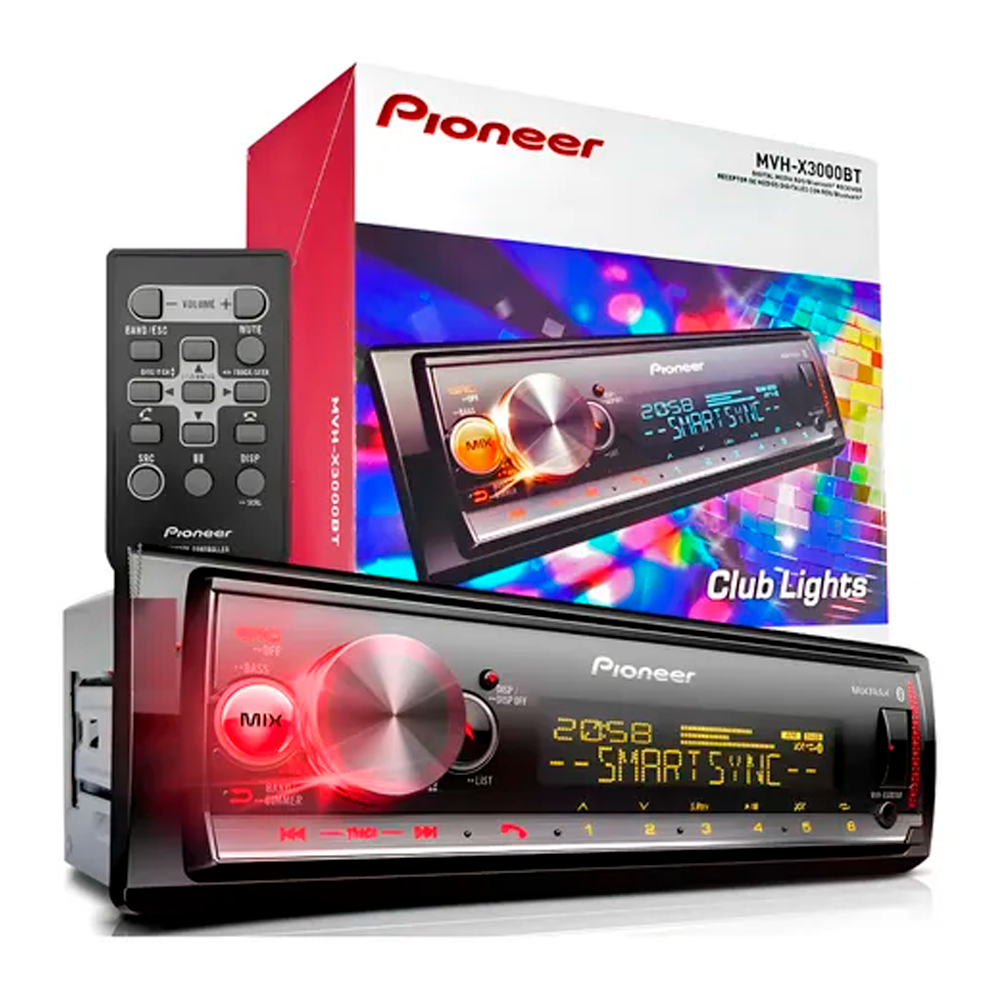 AUTO RÁDIO MVH-X3000BT AM/FM/USB/BT/MIXTRAX 4X23W RMS PIONEER