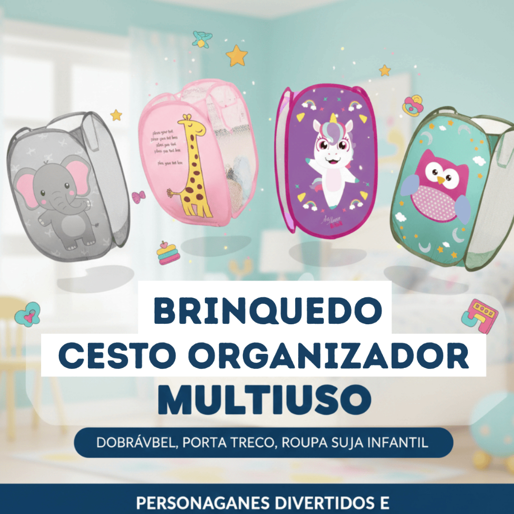 Cesto Organizador Infantil Dobrável Personagens Roupa Suja