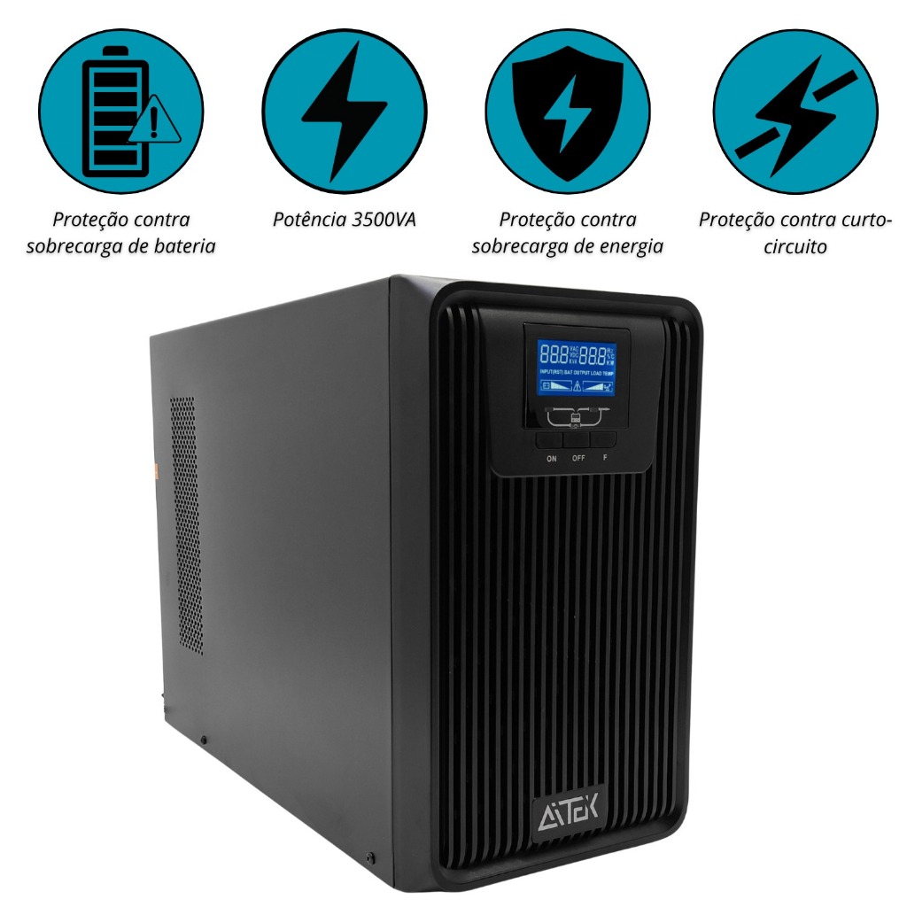 No-Break Senoidal Puro 3500VA 2700W AITEK ANB-OL3500P Online Dupla Conversão Biv