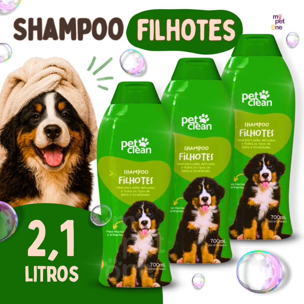 Kit 3 Shampoo e Condicionador 700ml Filhotes 2 em 1 - Pet Clean