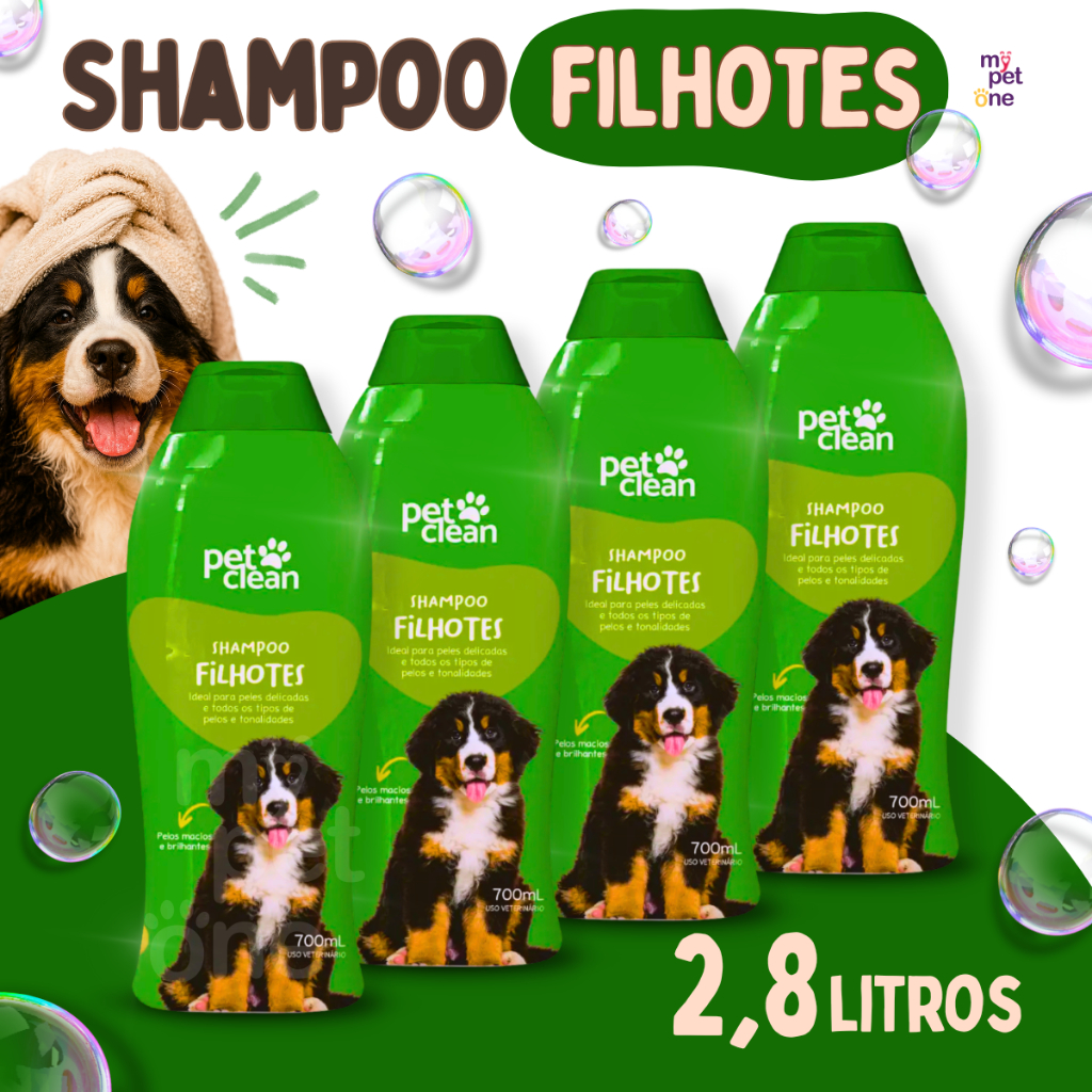 Kit 4 Shampoo e Condicionador 700ml Filhotes 2 em 1 - Pet Clean