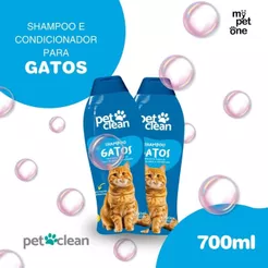 Kit 2 Shampoo e Condicionador 2 em 1 para Gatos 700ml - Pet Clean
