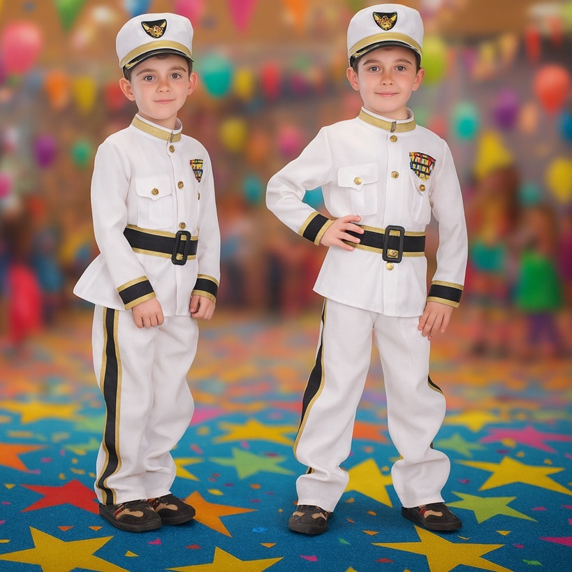 Fantasia Marinheiro Navio Capitão Infantil Completa Unissex Carnaval Cosplay