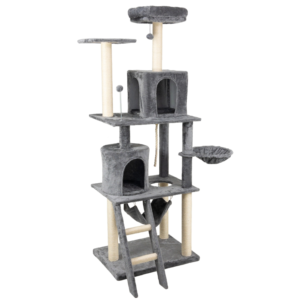 Arranhador, torre de gato grande, luxuoso, multifuncional com casas, cama de pelúcia, cesto, rede, poleiros e brinquedos em Oferta na Shopee
