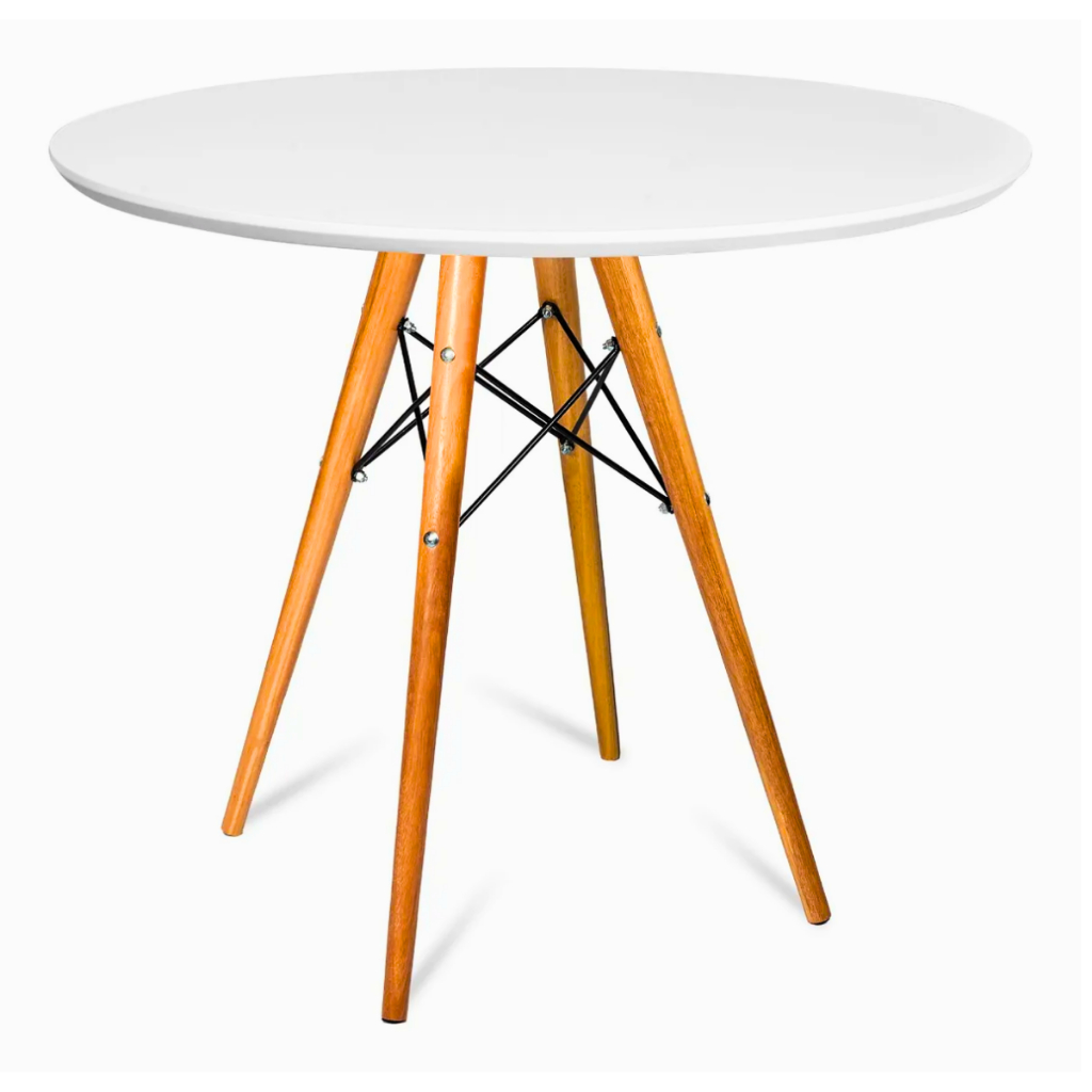 Mesa Redonda 90cm Sala de Jantar Eames Eiffel Madeira Chales