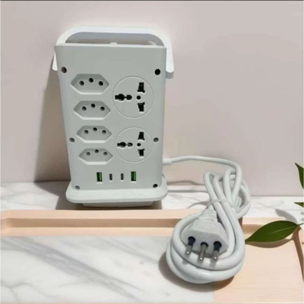 Torre de Tomada Multiplug com 12 Tomadas 2 USB 2 Tipo-C 10A Bivolt Cor Branco Extensão Elétrica Vertical Carregador Rápi em Oferta na Shopee