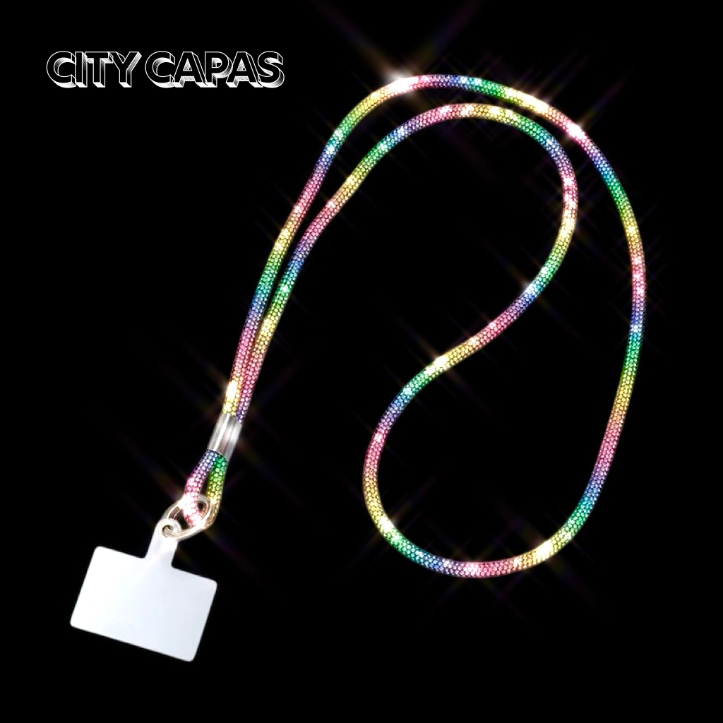 City Capas - Cordão Antiperda para Celular com Strass Brilhante Chaveiro