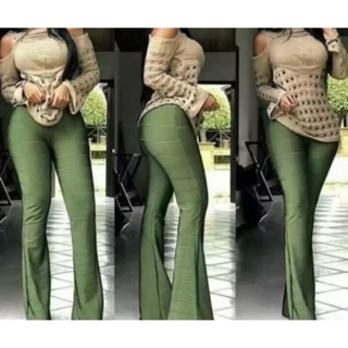 Calça Bandagem Flare VERDE MILITAR Tecido Grosso em Oferta na Shopee