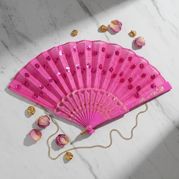 Leque Colorido Bordado Paetê