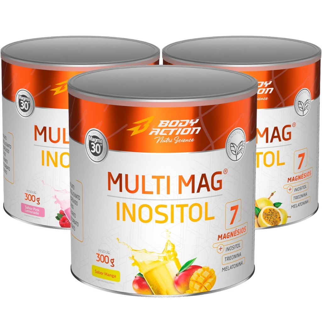 Kit 3x Multi Mag Inositol 7x Magnésios 300g Bodyaction em Oferta na Shopee