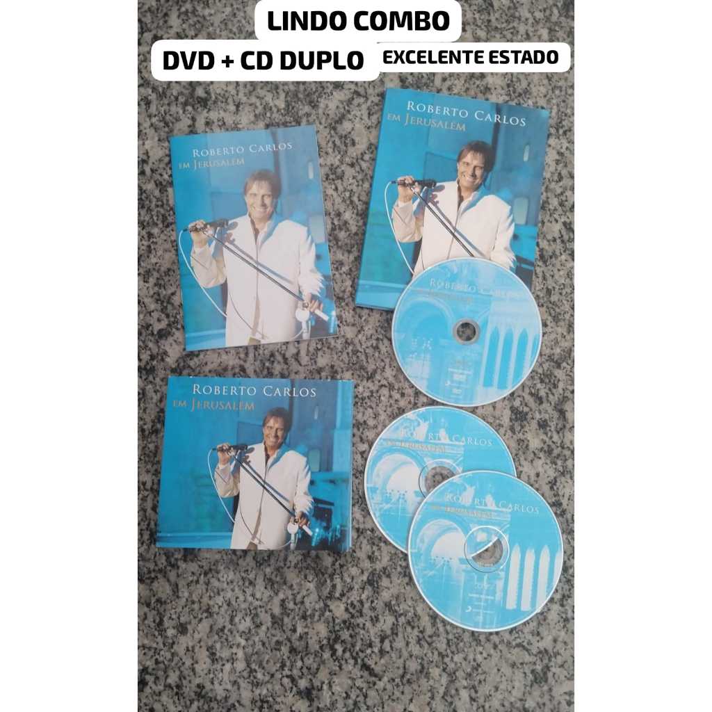 LINDO COMBO ROBERTO CARLOS EM JERUSALÉM - CD DUPLO + DVD - EXCELENTE ESTADO! ÓTIMA OPORTUNIDADE DE PRESENTE!