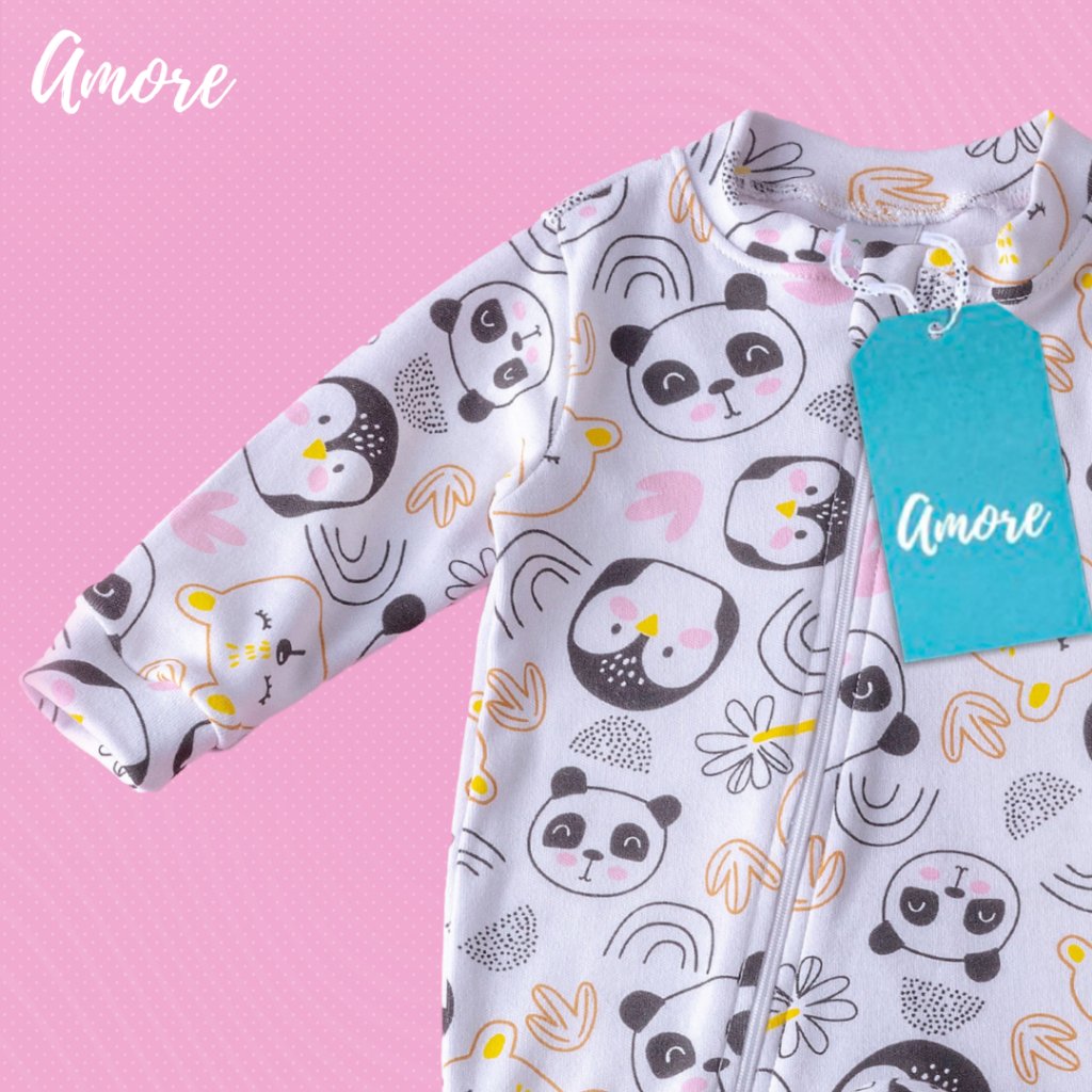 3 Macacão Roupa Bebê Amore Vira Pé Amiguinhas com Zíper 100% Algodão · foto 2