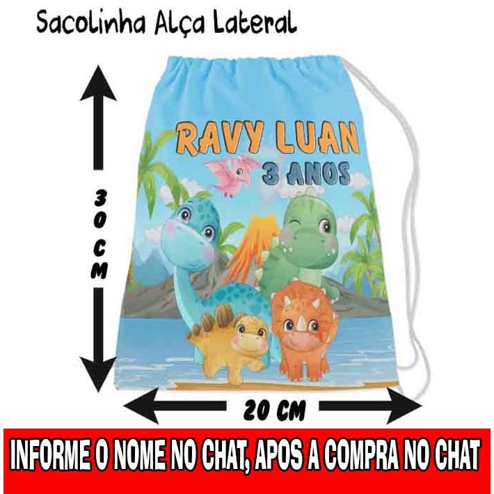 Mochilinha Sacolinha Mochila Saco Sacochila Saquinho Lembrancinha Brinde Aniversario Personalizadas Dino Baby em Oferta na Shopee