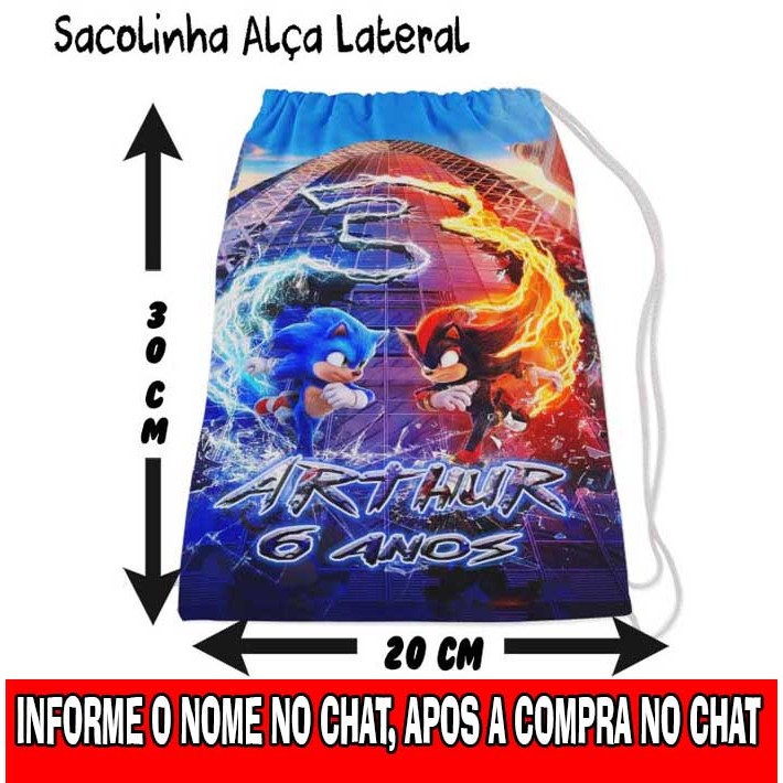 Kit Mochilinha Sacolinha Mochila Saco Sacochila Saquinho Lembrancinha Brinde Aniversario Personalizadas Festa SONIC3