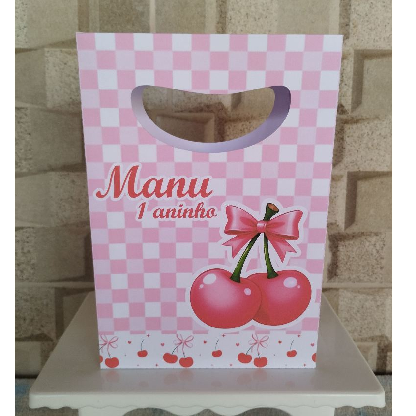 Sacolinha Personalizada Cerejinha | Lembrancinha Aniversário Infantil
