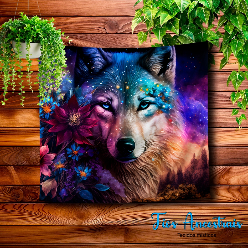 Painel/Pano/altar - Animal de poder - Leão/coruja/cobra/Águia/Loba/Onça - Xamanismo - 70cmx70cm