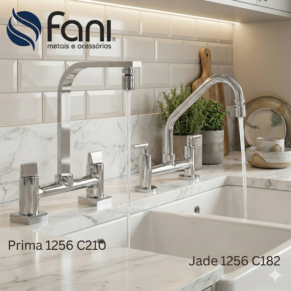 Torneira Misturador de Mesa Cozinha 2 Modelos Jade Fani 1256 C182 e  Prima 1256 C210, Pronta Entrega