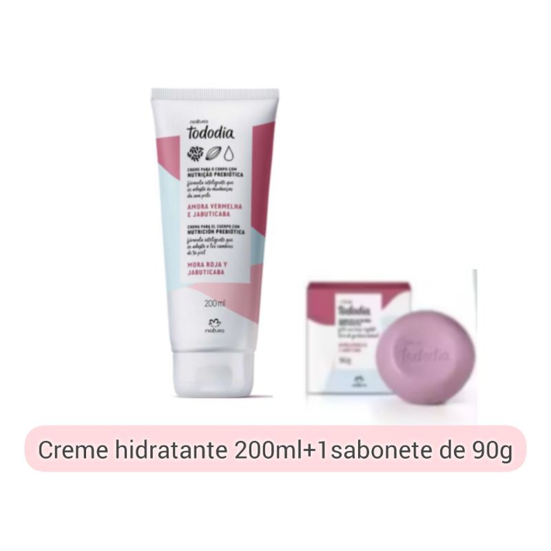 Kit creme 200ml+ 1 sabonete 90g tododia (amora vermelha e jabuticaba)