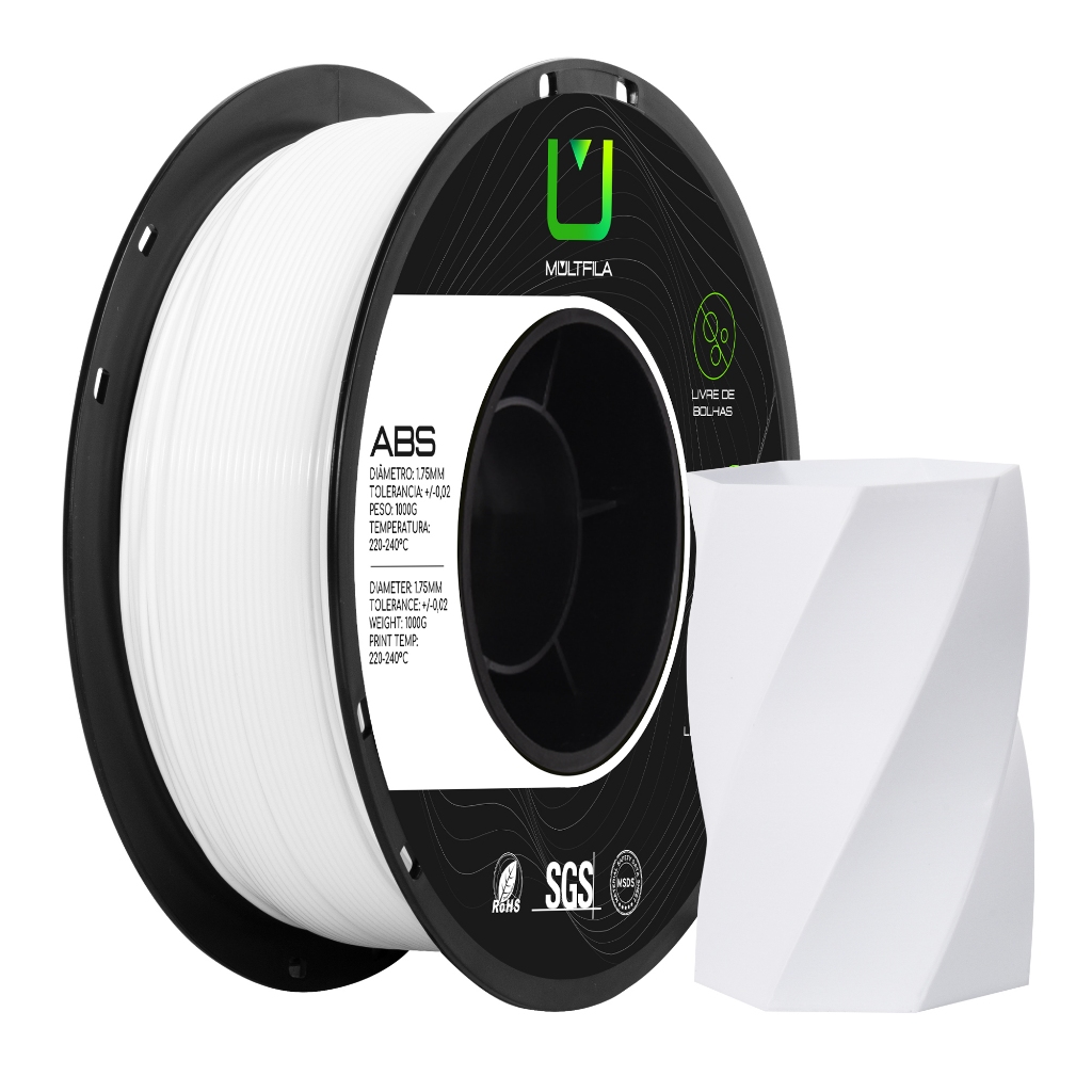 Filamento ABS Impressora 3D Branco 1kg - 1,75mm Multfila