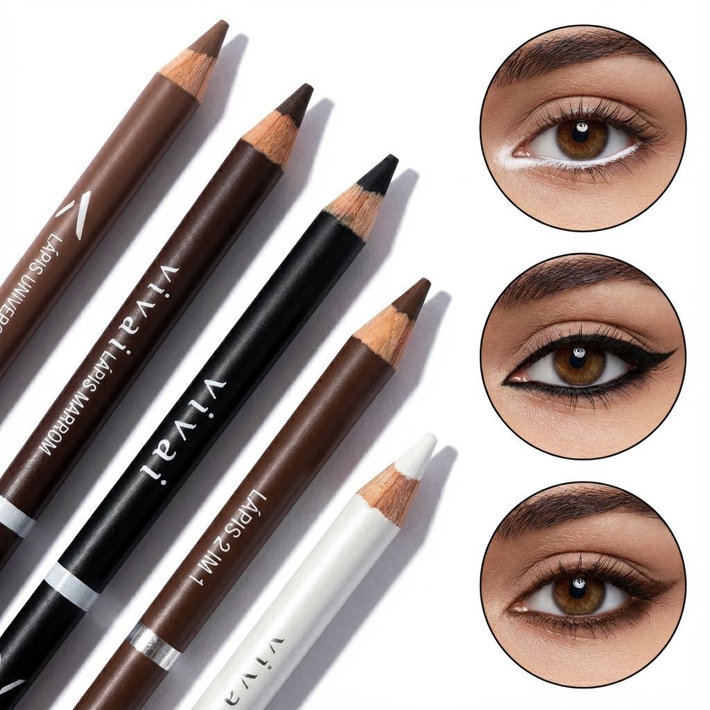 Lápis de Olho E Delineador / Sobrancelhas Marrom/Preto/Branco Maquiagem Vivai em Oferta na Shopee