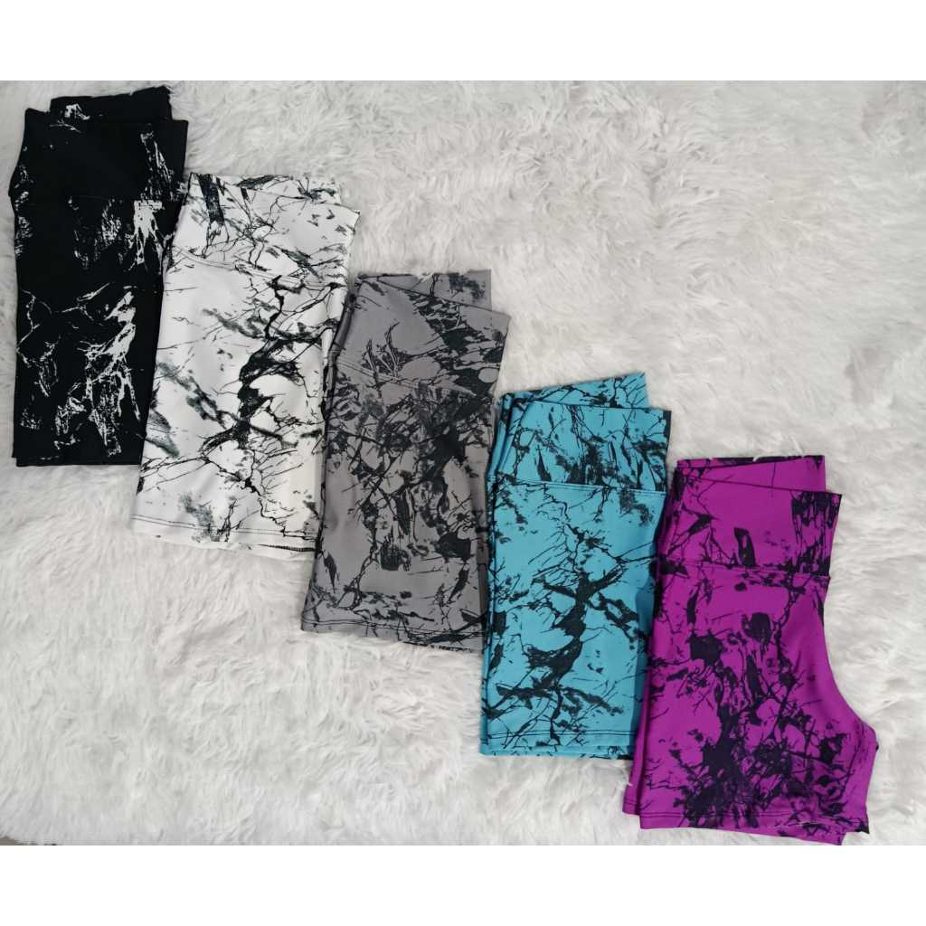 Kit 5 Shorts Bermuda Feminino Fitness Meia Coxa Roupa Academia Cross Fit Marmorizado Estampado Degrade