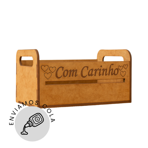 Kit 10 Caixotinhos Carinho e Coração 15x10x8 MDF Chocolate Presente Cesta Caixa Organizadora Multiuso — imagem 2 de 2