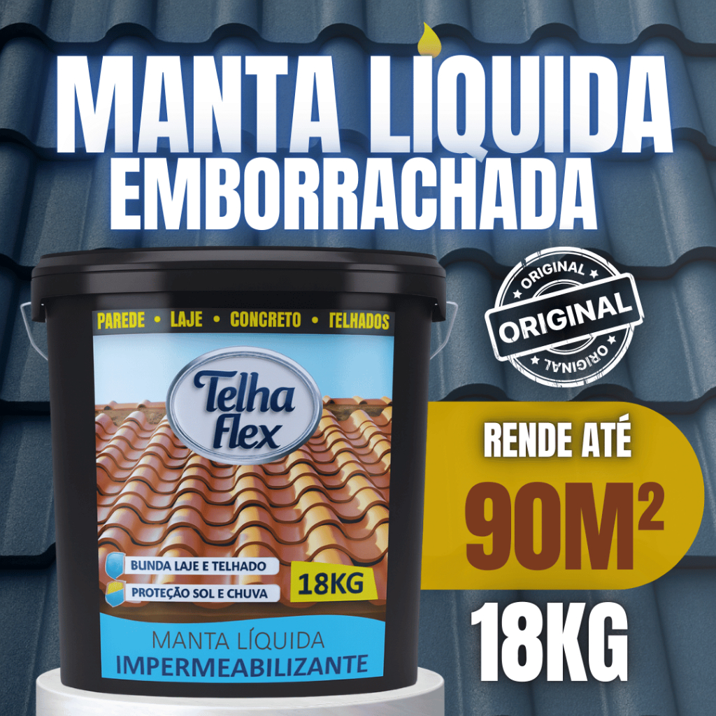 Kit Manta Líquida 18Kg + 50m² Manta Bidim Impermeabilização Completa Para Telhado Laje Parede Piso