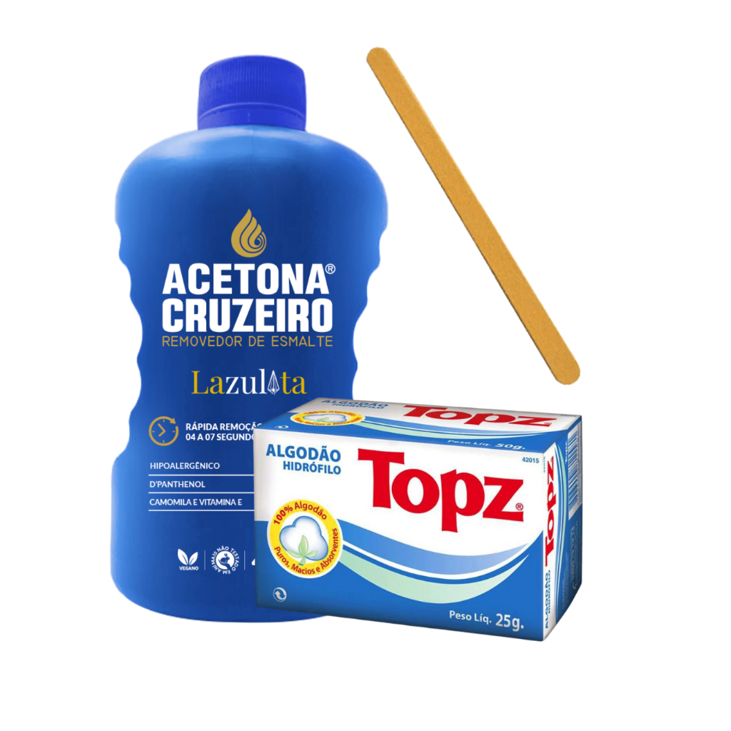 Linha unhas cruzeiro 480ml + algodão + lixa (brinde)