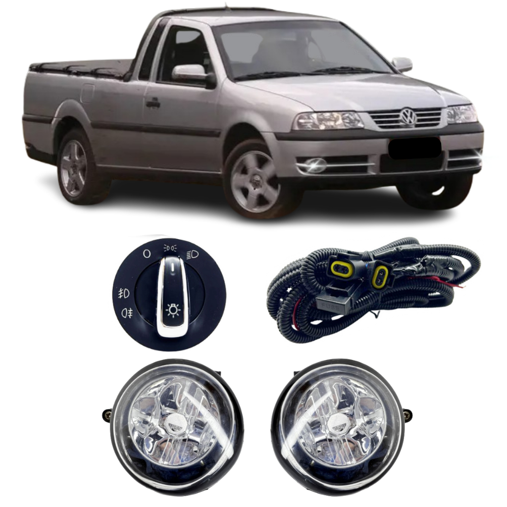 Kit Farol de Milha Botao Chave E Chicote Saveiro G4