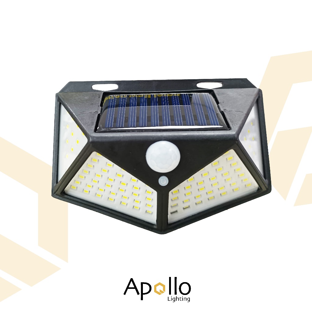 Luminária Solar Parede 100 Leds Sensor Presença Com 3 Funções Refletor Arandela Lâmpada