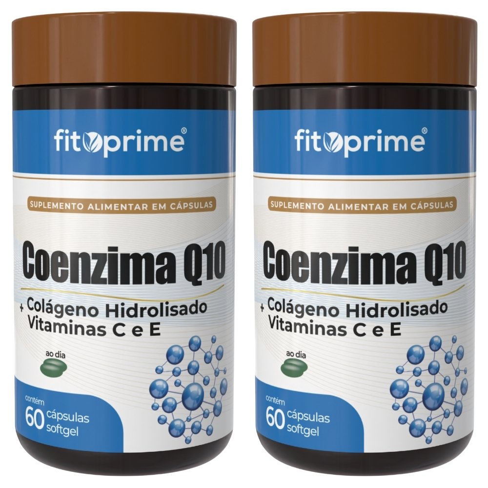 Kit 2 Coenzima Q10 Fitoprime com Colágeno Hidrolisado e Vitaminas E e C 60 Cápsulas