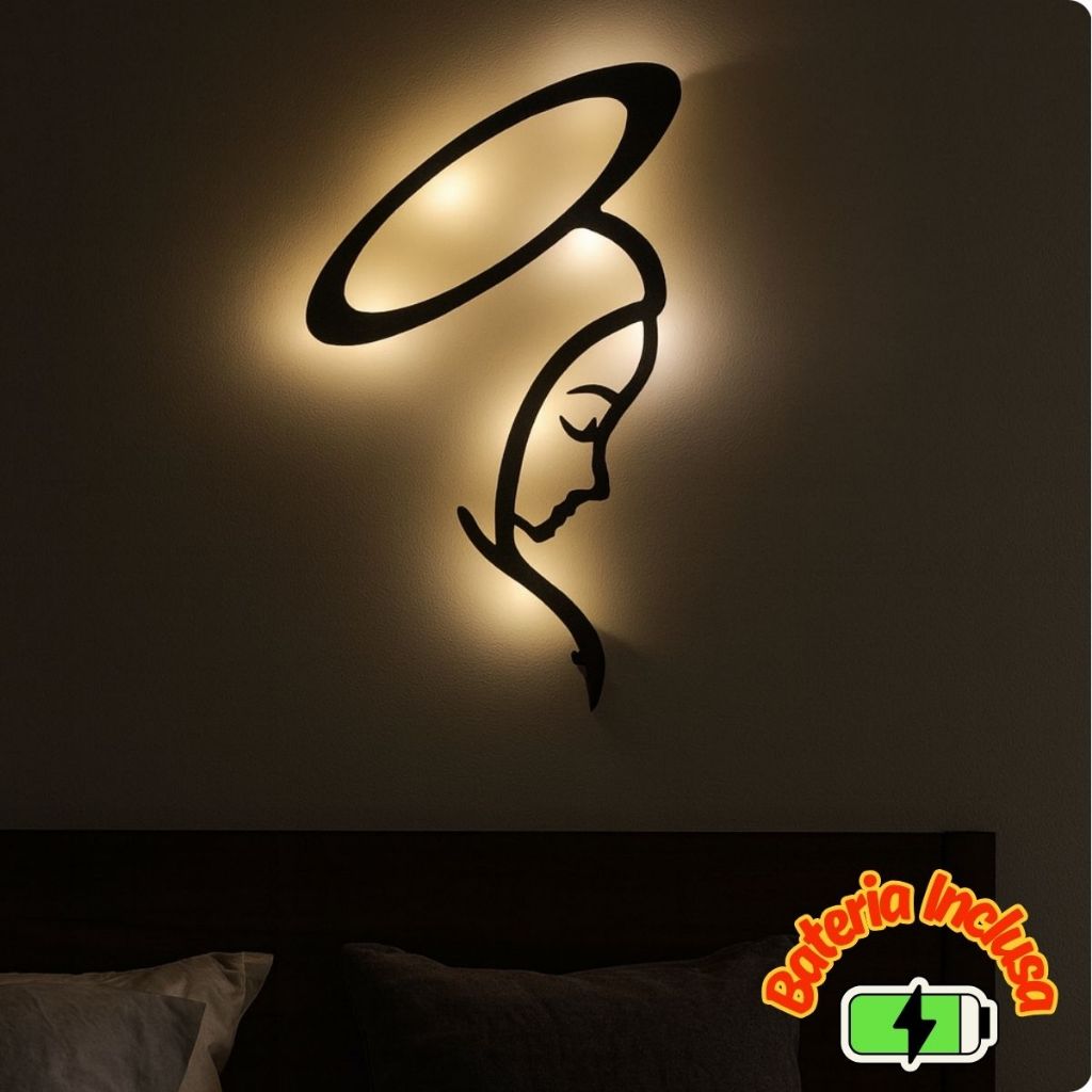 Quadro Vazado Nossa Senhora MDF LED – Decoração Religiosa Parede – Arte Sacra – Presente Católico