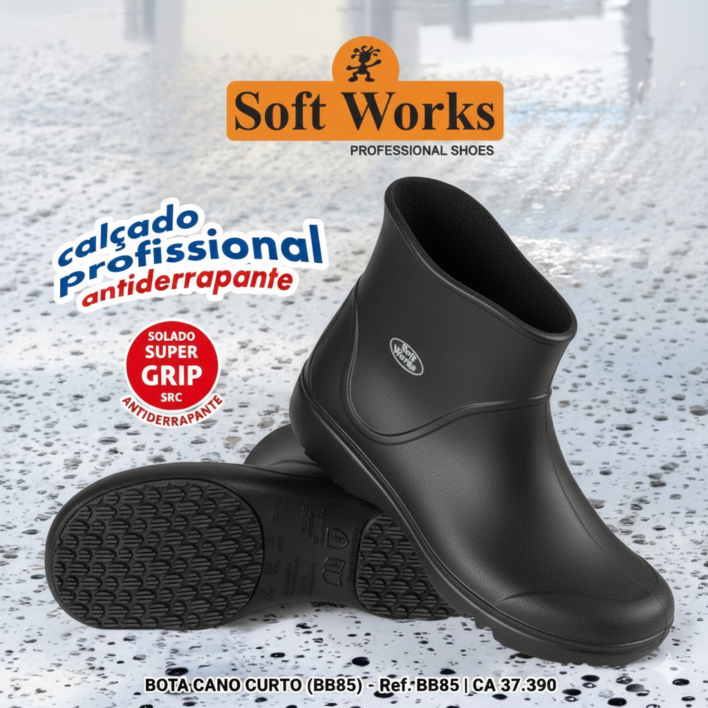 bota industrial profissional bb85 soft works confortável eva com palmilha