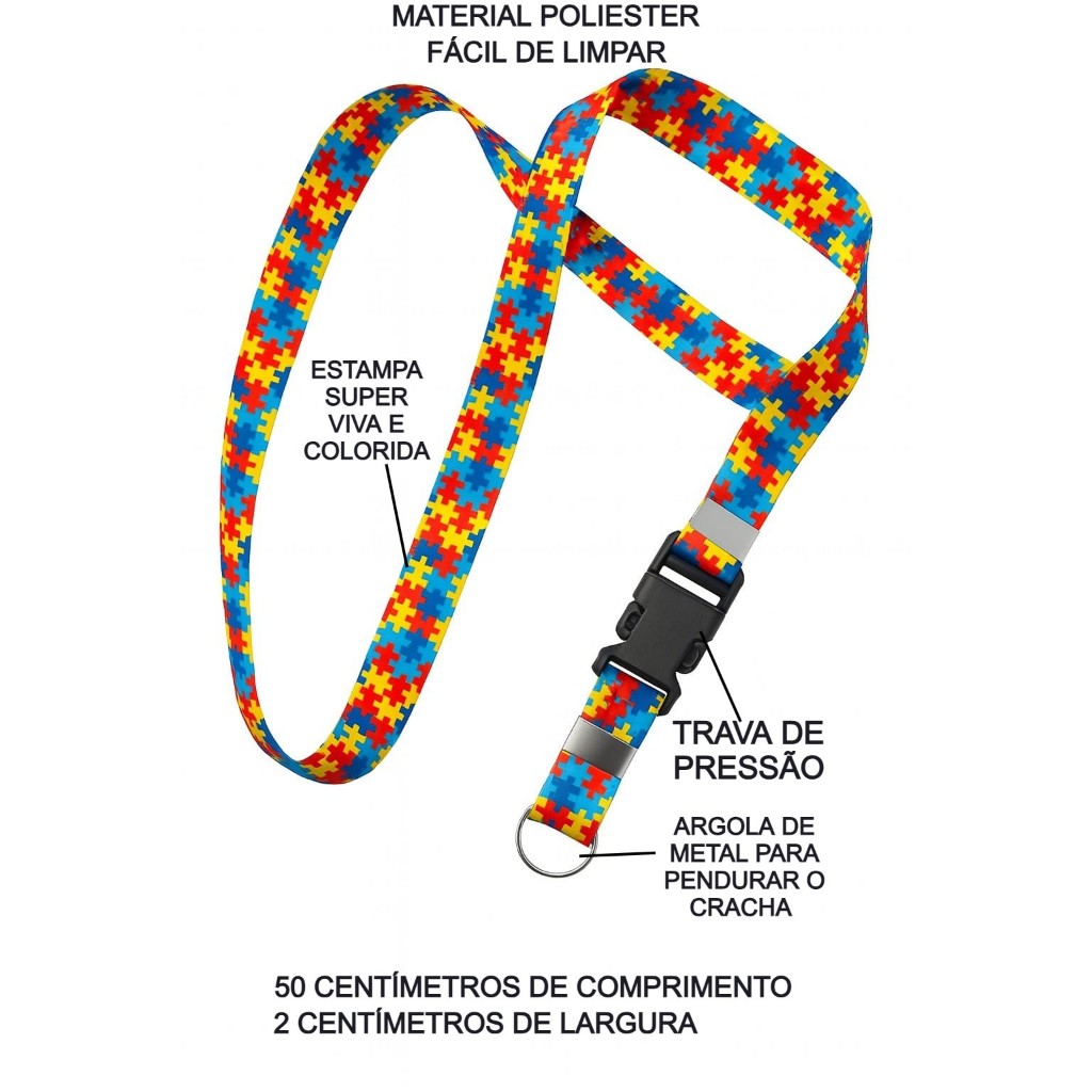 Cordão para crachá autismo espectro autista cordinha corda pedurar crachá autista autismo em Oferta na Shopee