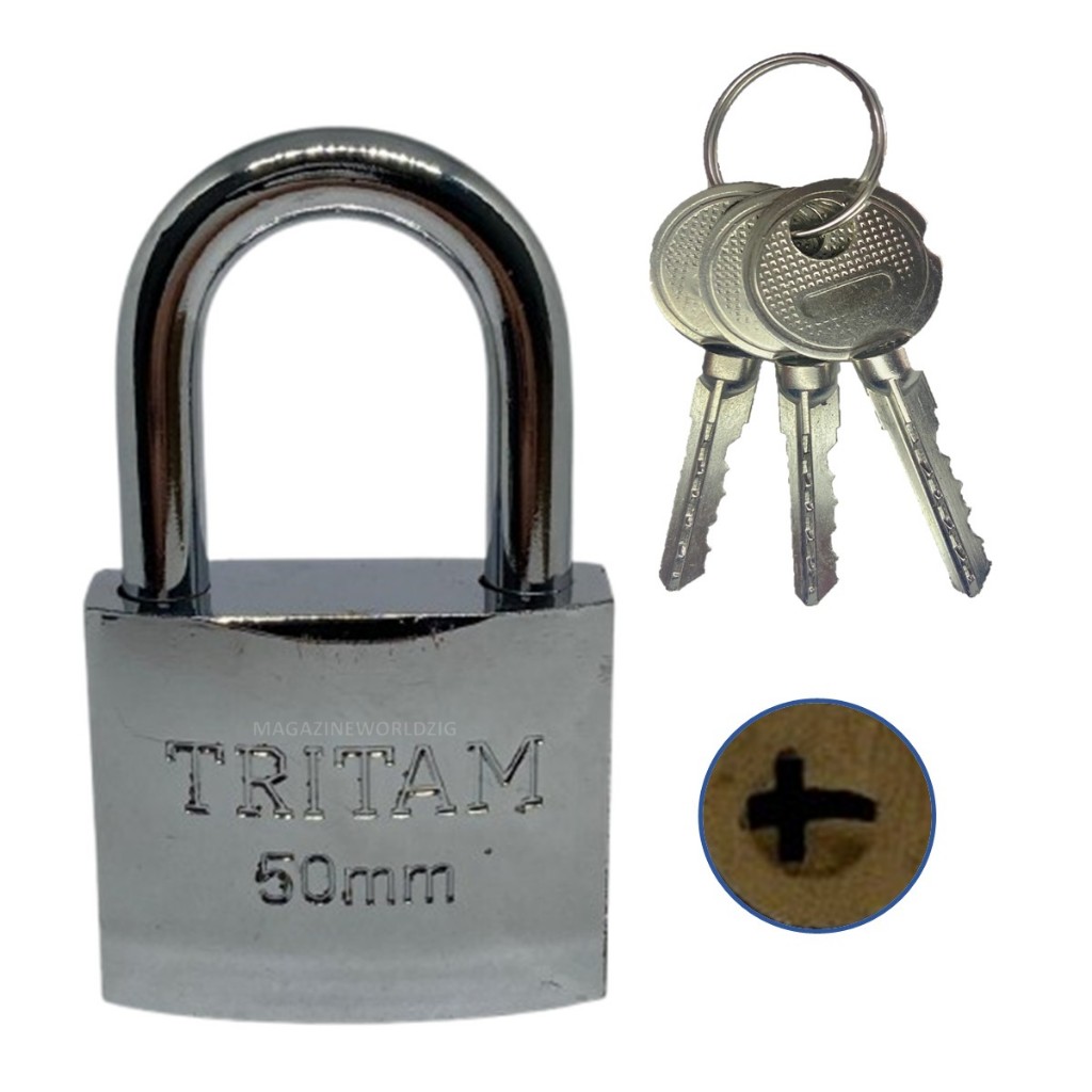Cadeado Trava de Segurança com 03 Chaves Triplas 50mm - TRITAM