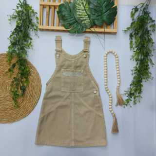 Jardineira Infantil Menina Sarja Estonada / Bege. em Oferta na Shopee