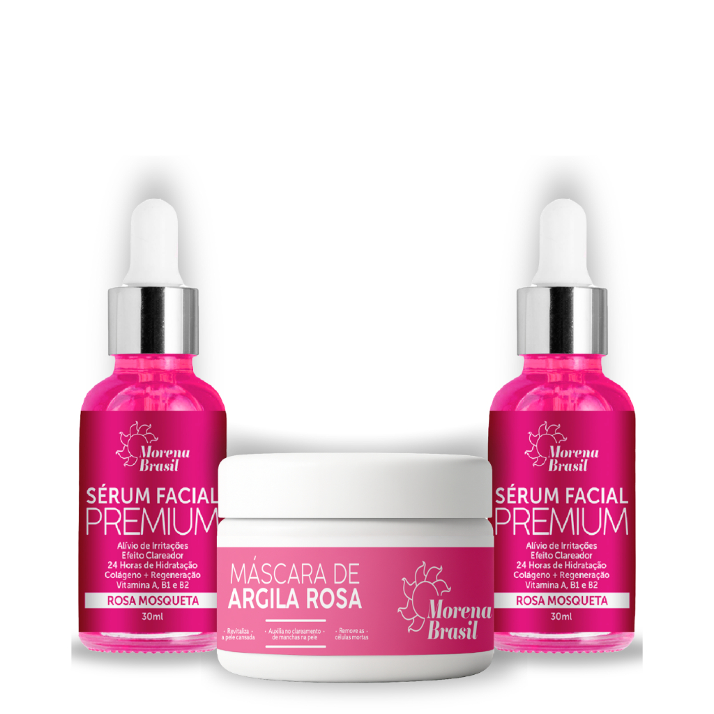 Skin Care Máscara Hidratante Facial + 2 Sérum Rosa Mosqueta 🌹