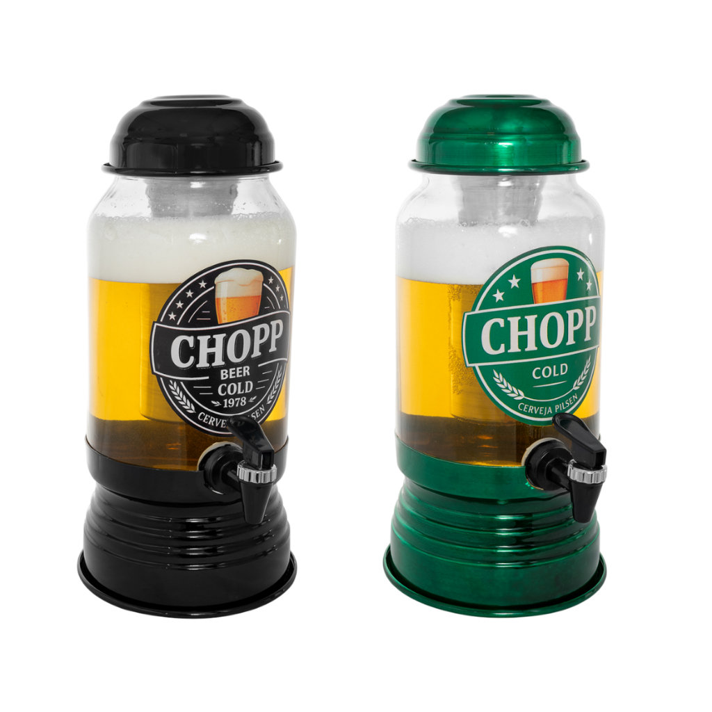 Kit Chopeira De Vidro 3 Litros Com Dispenser Torre De Chopp Verão Churras
