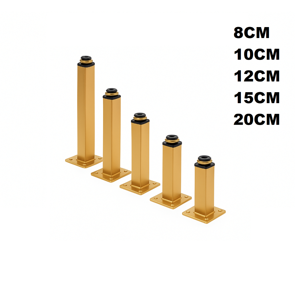 (4UNID/8UNID)  Pé dourado ouro fosco alto padrão para móveis medidas 8cm - 10cm - 12cm - 15cm - 20cm em Oferta na Shopee