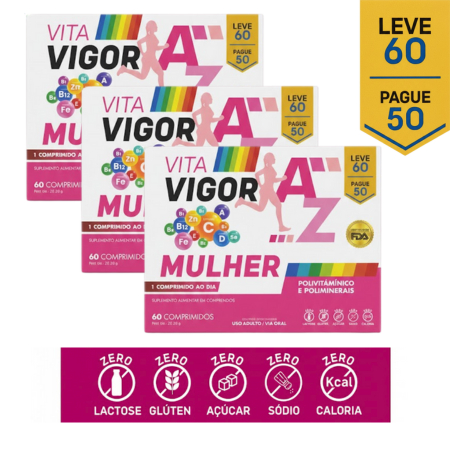 Kit 3 Polivitamínico Mulher – Alta Concentração 60 Comprimidos cada Imunidade Energia