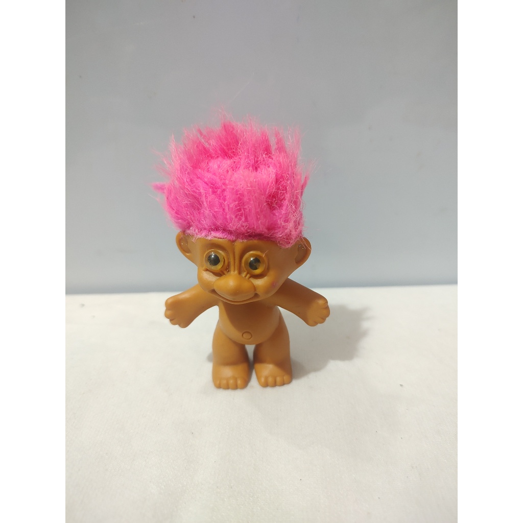 Boneco Duende Da Troll Russ Vintage Cabelo Rosa Curto Antigo  – 8cm
