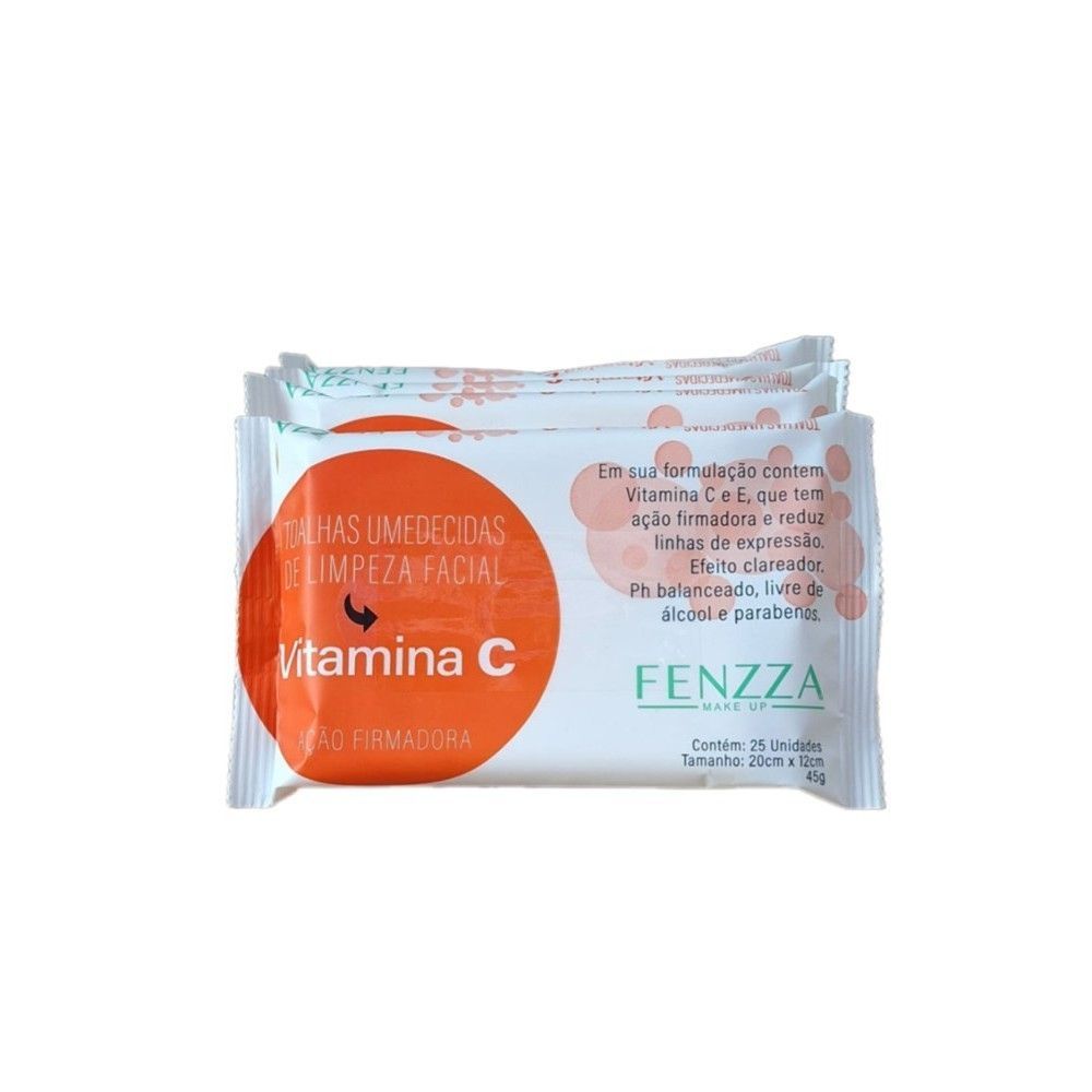 Lenço Demaquilante com Vitamina C – Remove Maquiagem, Hidrata, Ilumina a Pele e Deixa Toque Suave com Ação Antioxidante