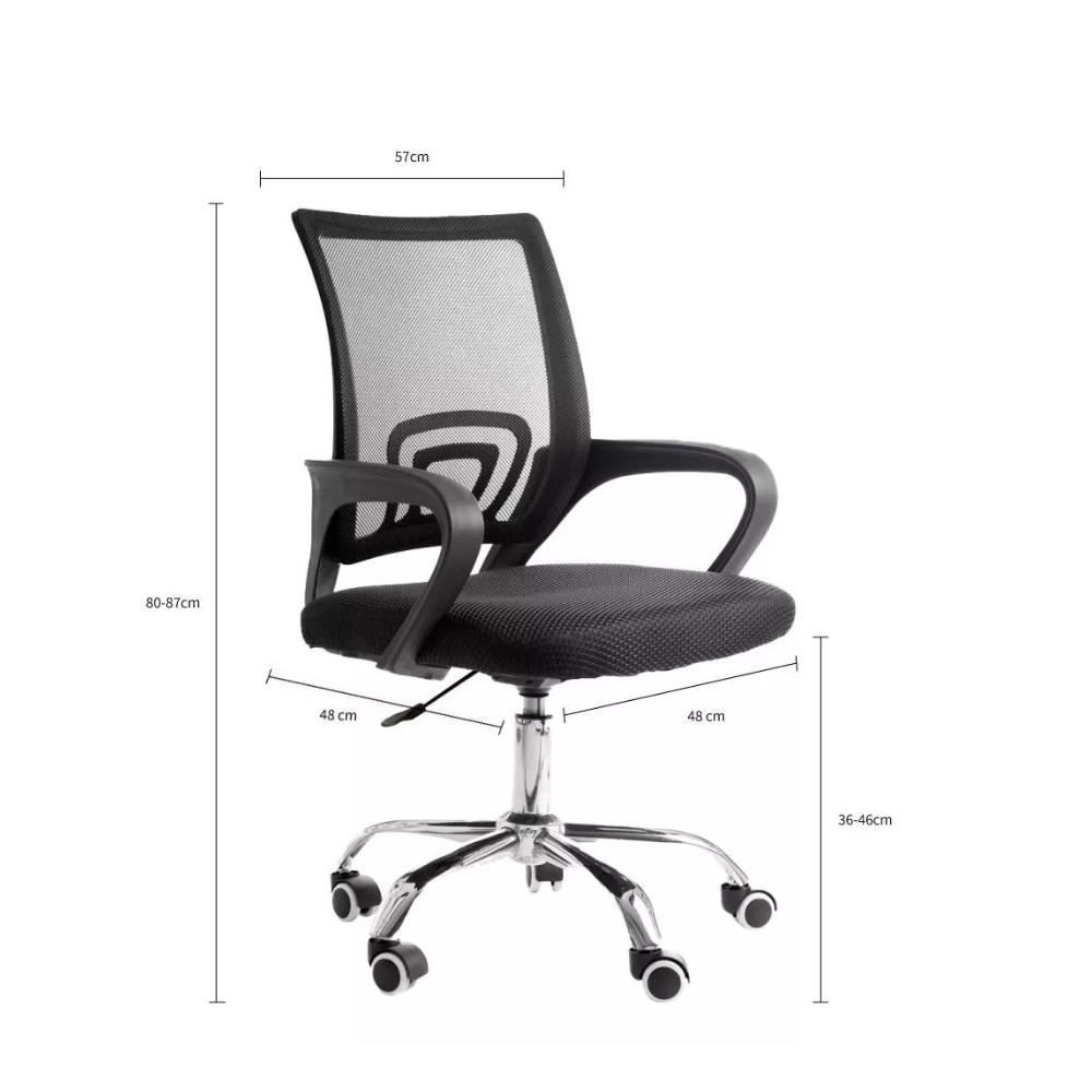 Cadeira Escritório Ergonômica Prizi Essencial Preta Com Encosto Reclinável