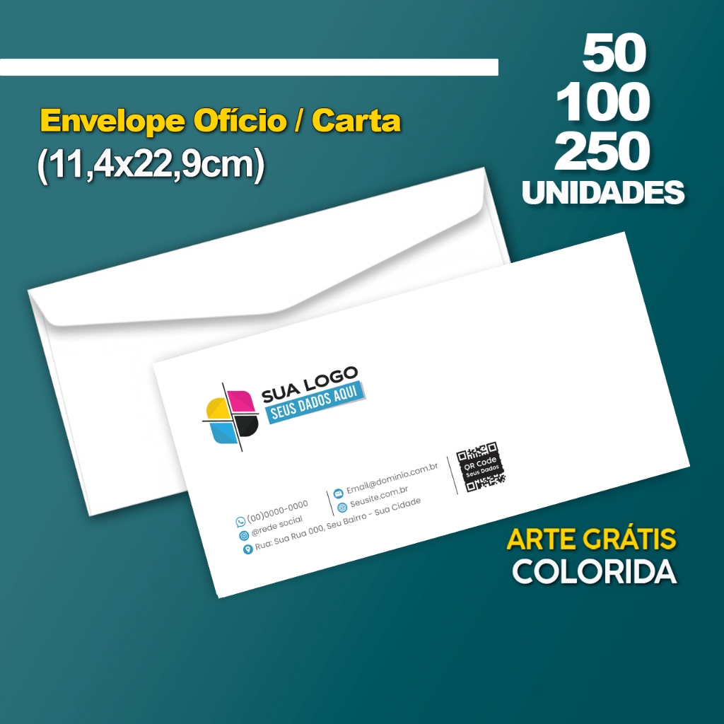 Envelope Personalizado Ofício/Carta - Arte Grátis em Oferta na Shopee