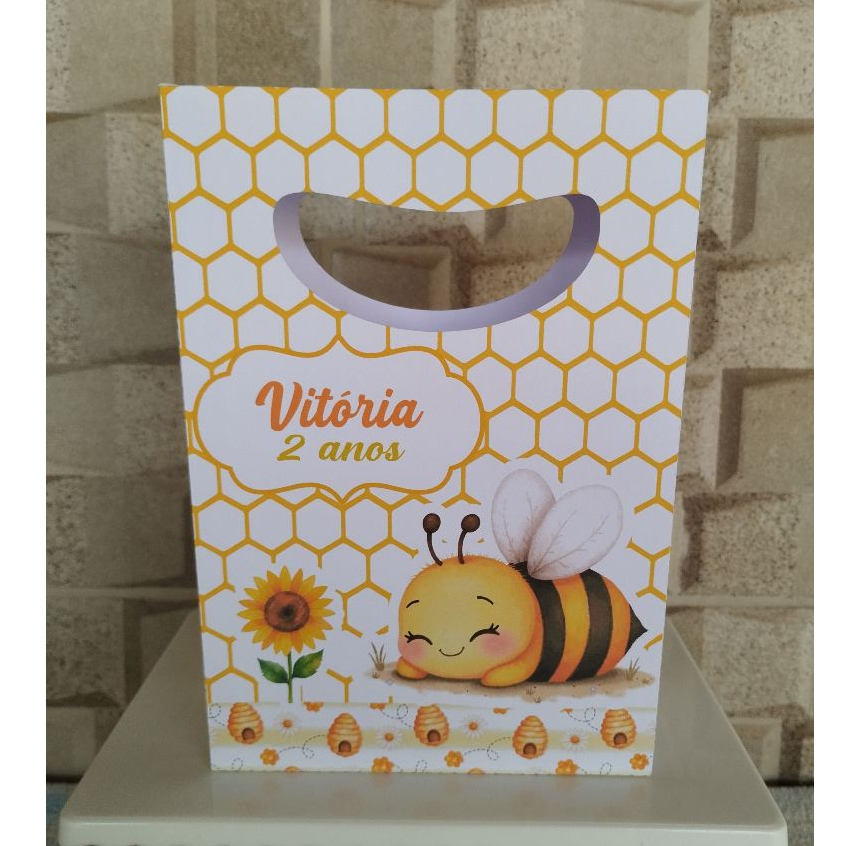 Sacolinha Personalizada Abelhinha | Lembrancinha Aniversário Infantil