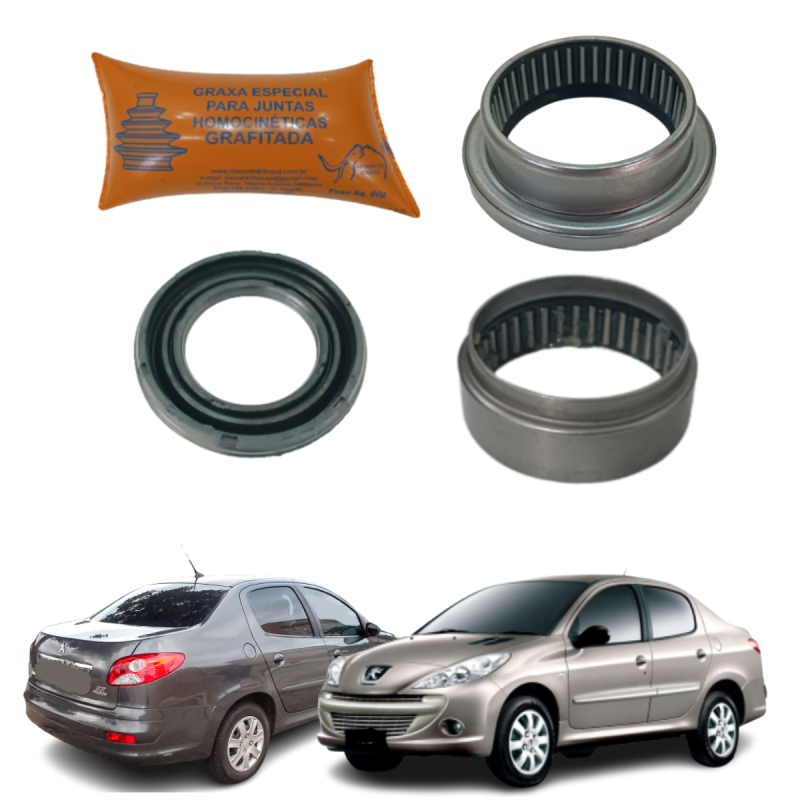2 Kits Rolamento Eixo Traseiro Peugeot 206 207 Com Barra 47mm